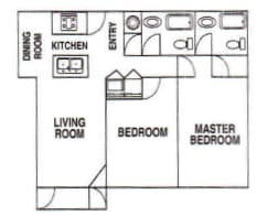 Two Bedroom Two bathroom floorplan  at Hampton Park Apartments, Tigard