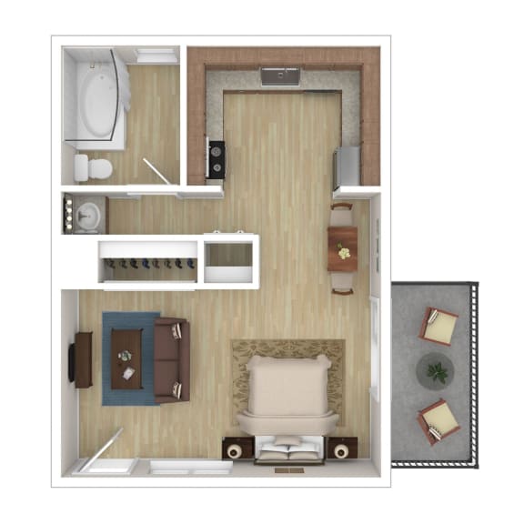 a floor plan of a furnished studio bedroom apartment