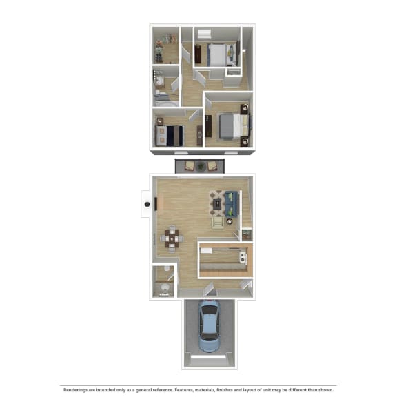3 bedroom 1.5 bath townhome floor plan