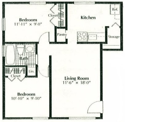 a floor plan of a living room and a kitchen