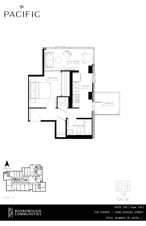 A floor plan for a property called The Pacific is shown.