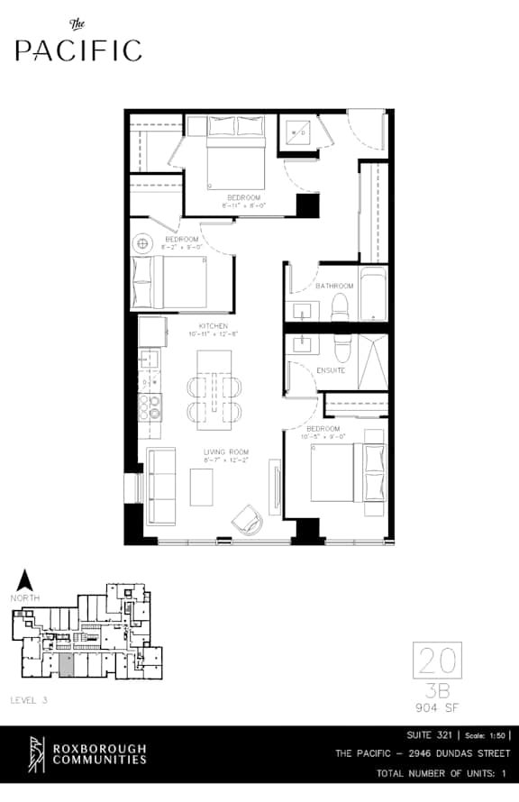 A floor plan for a 203B unit in The Pacific at Roxborough Communities.