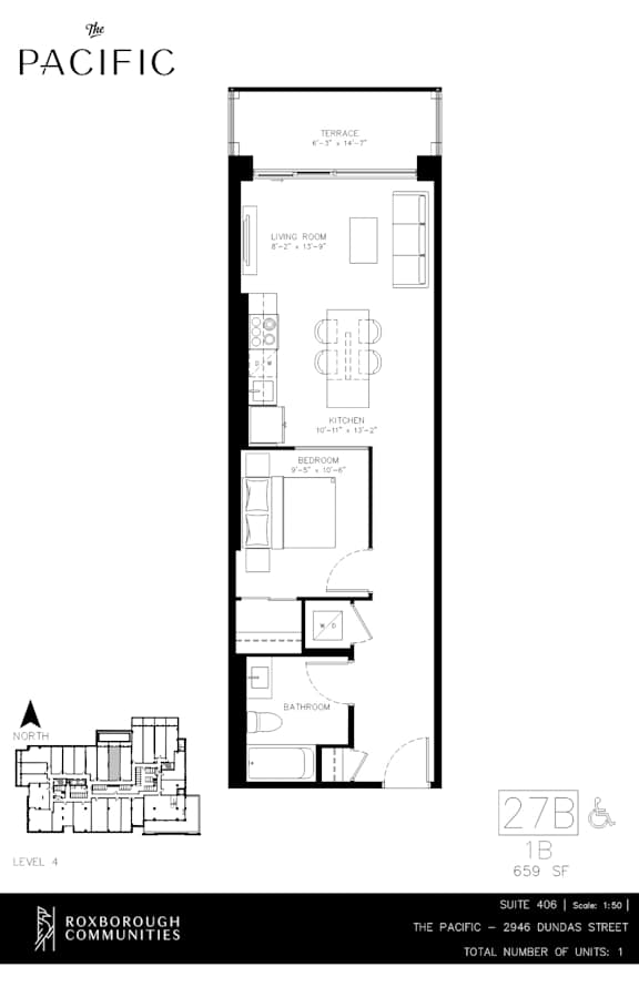 A floor plan for a building by Pacific Communities.