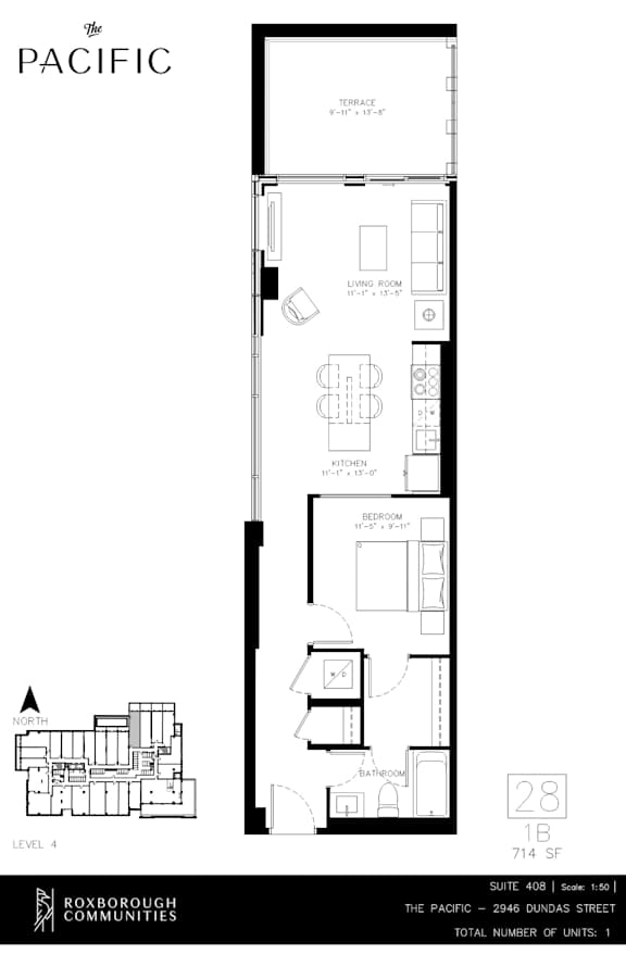 A floor plan for a building named The Pacific is shown.