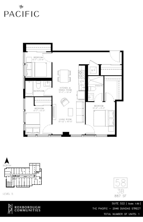 A floor plan for a property at The Pacific at 2464 Dundas Street.