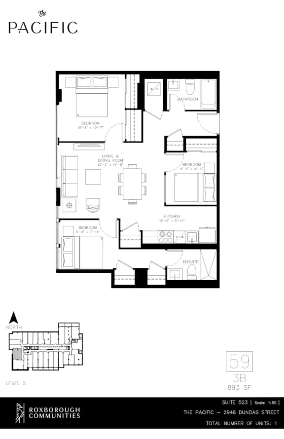 A floor plan for a property at 59 3B shows the layout of the rooms.