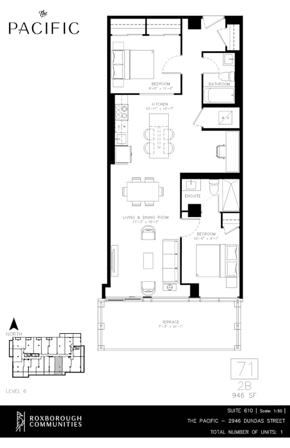 A floor plan for a building named The Pacific.