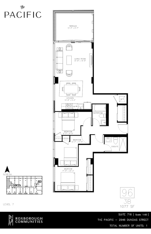 A floor plan for a property called "The Pacific" shows the layout of the rooms.