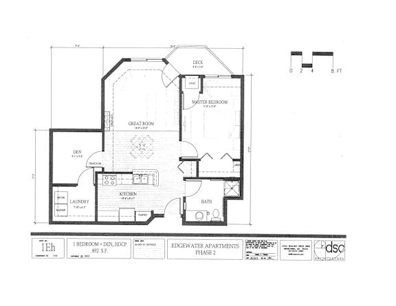 A black and white architectural floor plan with various labeled rooms and measurements.