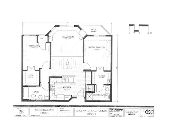 A floor plan of a building with labeled rooms and dimensions.