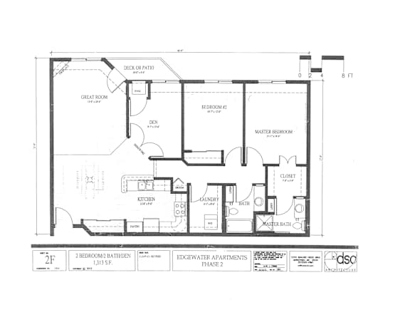 A floor plan drawing of a building with labeled rooms and dimensions.