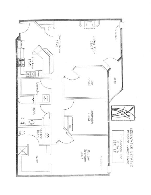 A floor plan of a house with a kitchen, living room, and two bedrooms.