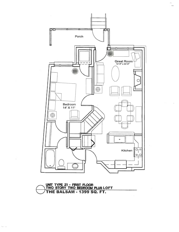A floor plan of a two-story home with a loft.