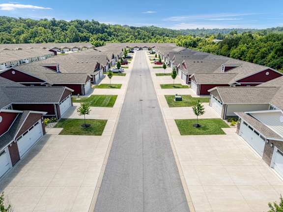A long street with houses on both sides.