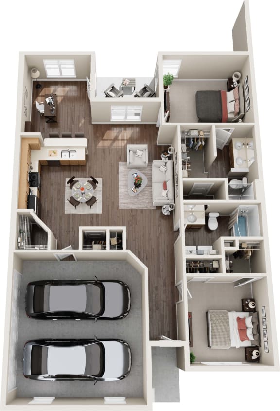 a 3d drawing of a floor plan of a house