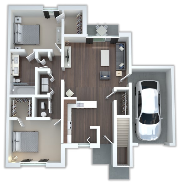 floor plan of a house with a car in the garage