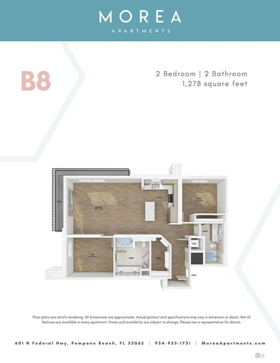 B8 Floor Plan at Morea Apartments, Pompano Beach, 33062
