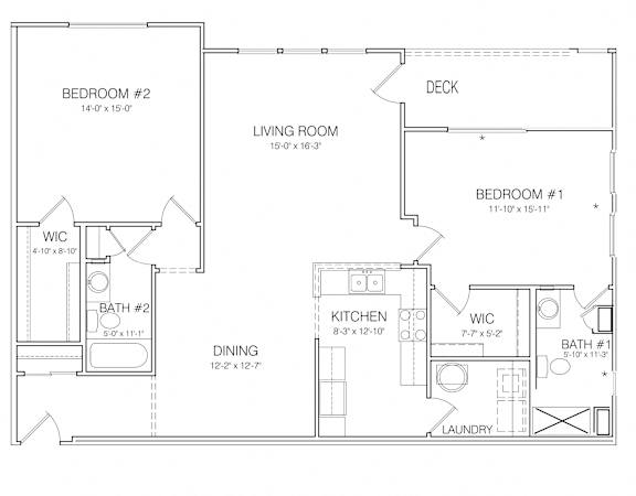 2 Bedroom 2 Bathroom 1,326 sqft. Floor Plan at Hamlet On The Bend, Hebrun, Kentucky, 41048