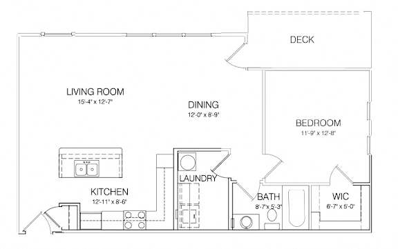 1 Bedroom 1 Bathroom 950 sqft. Floor Plan at Hamlet On The Bend, Hebrun, 41048