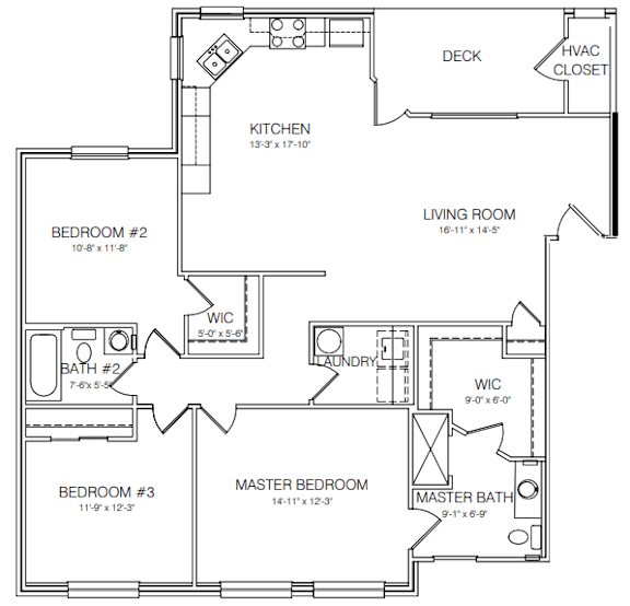 3 Bedroom Floor Plan at Hamlet On The Bend, Hebrun, KY