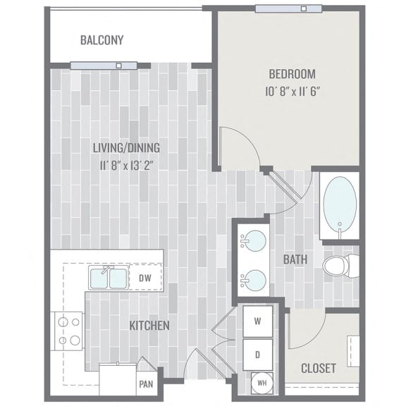 Floor Plan  1 bedroom 1 bath Floor Plan at Audere Apartments, Phoenix, 85016