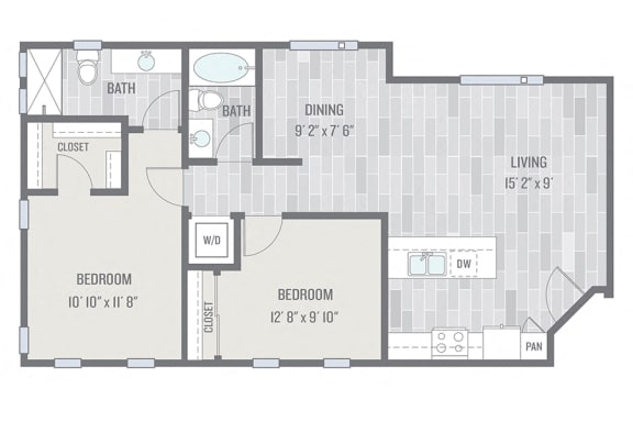 Floor Plan  2 bedroom 2 bath Floor Plan at Audere Apartments, Phoenix, AZ
