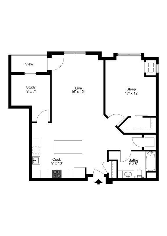 Floor Plan  The Shorewood Hills Floor Plan at One Glenn Place, Fitchburg, 53711