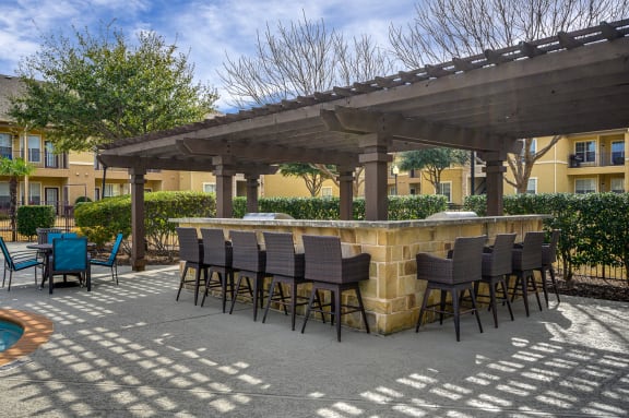 Poolside Pergola with Bar and Grilling Station at Riachi at One21, Plano, TX, 75025