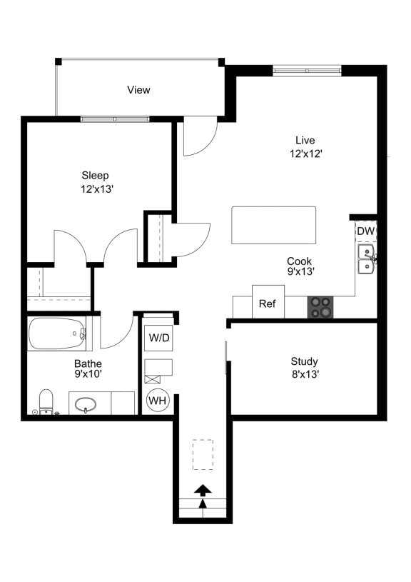 The Windsor Floor Plan at One Glenn Place, Fitchburg