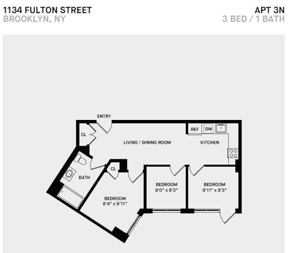 3 Bed 1 Bath