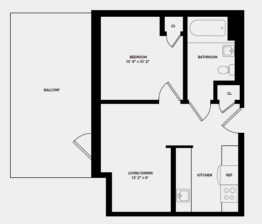 A black and white image of a floor plan for a home.