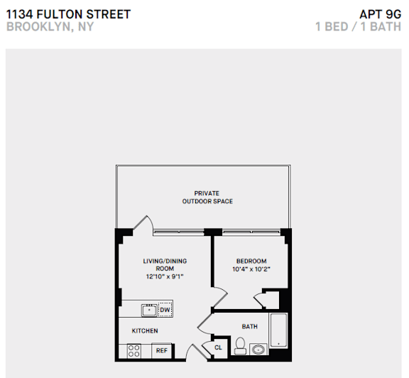 1 Bed 1 Bath Terrace