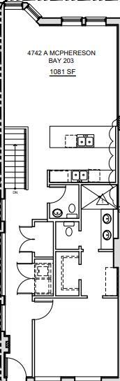 A floor plan for a property located at 4742 A McPherson Bay 203 1081 SF.