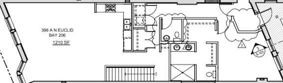 A floor plan of an apartment at 396 A Euclid Bay 206.