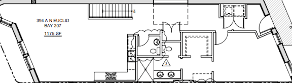 A floor plan of a property located at 394 A N Euclid Bay 207, 1175 SF.