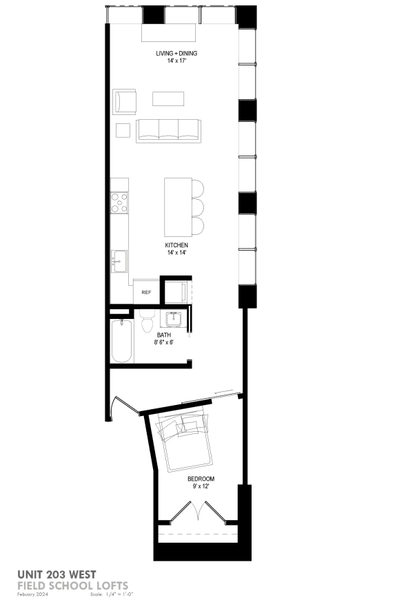 the floor plan of unit 30 west of the building