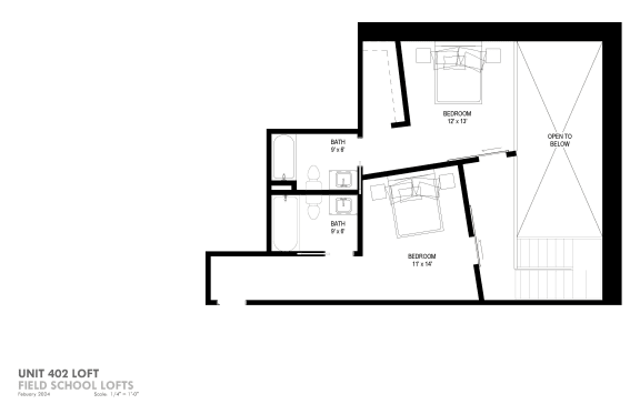 floor plan of the third level of the loft