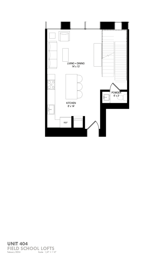 Floor Plan  a floor plan of a unit 400 sq ft