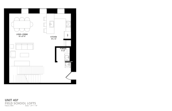 a floor plan of a unit with a bedroom and a bathroom and a balcony
