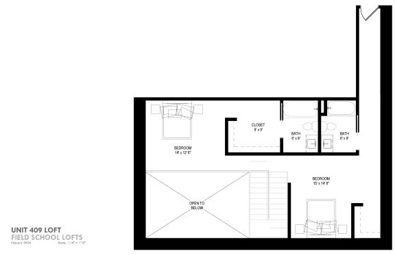 a floor plan of a small house with a bedroom and a living room