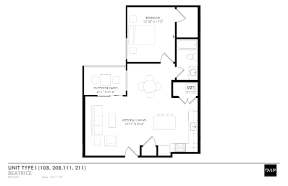 a floor plan of a 1 bedroom floor plan