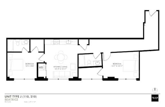 a floor plan of a unit with a bedroom and a bathroom