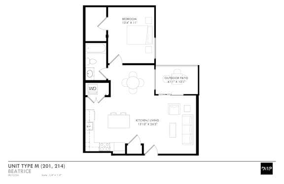a floor plan of a 1 bedroom floor plan