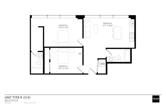 this floor plan is an approximation of the floor plan for a 1 bedroom apartment