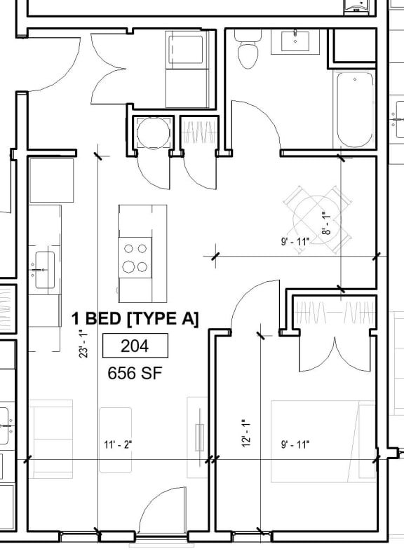 floor plan of the 1 bed type a at the crossings