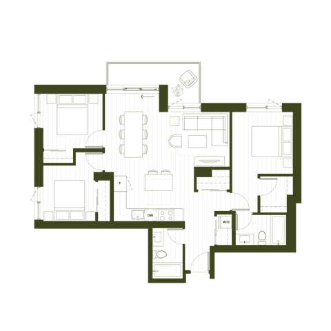 Floor Plan  A floor plan of a house with rooms and corridors.