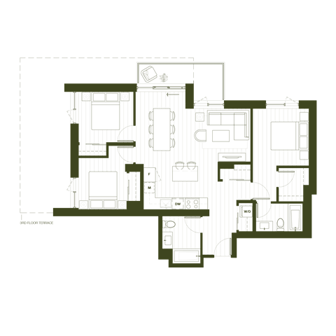 Floor Plan  A floor plan of a house with a central courtyard and rooms surrounding it.
