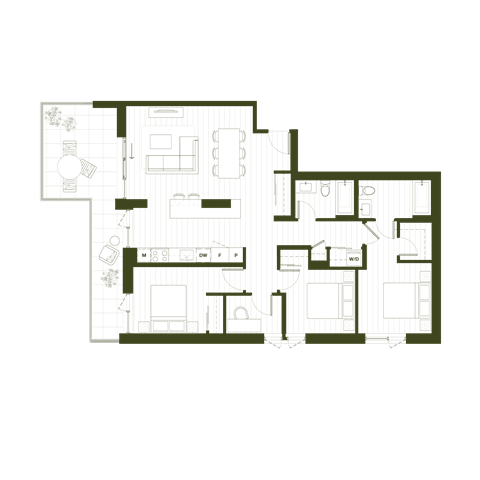 Floor Plan  A floor plan of a building with multiple rooms and corridors.