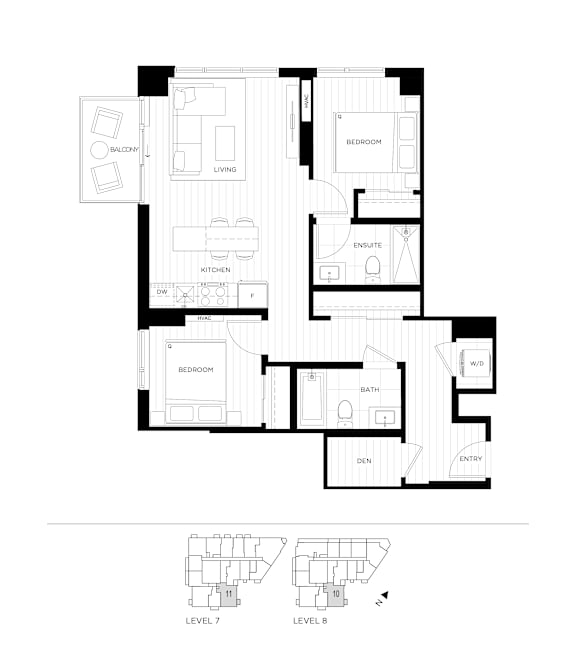 A black and white architectural floor plan of a two-story house.