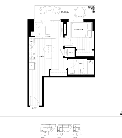 A black and white floor plan of a two bedroom apartment.